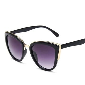 Sunglasses Retro Cat Eye Sunglasses for Women Fashion Brand Designer Sunglasses for Women Sexy Leopard Cat Eye Black Gradient Oculos De Sol J0425