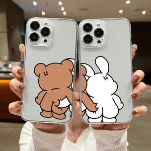 Handy -Stoßstangen Funny Bear Bunny Paar Telefonhülle für iPhone 15 14 13 12 11 XS Pro Max Mini X XR 6 7 8 plus SE20 Soft Silikon Transparent CAPA Y240423