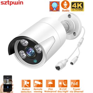 Obiektyw 4K 8MP POE IP Onvif H.265 RECORD AUDIO CCTV Kamera Kamera Wykrywanie 4MP 5MP Wodoodporny IP66 Kamera wideo na zewnątrz Xmeye