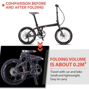 Bikes SAVA carbon fiber folding bicycle 22 speed /20 speed /9 speed with 105 disc brake adult bicycle 20 inch tire Y240423