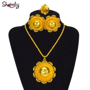 Set Shamty Sudan Nigeria Eritrea Kenya Wedding Jewelry Set Pure Gold Color African Gold Set Habesha Style Romantic A30021