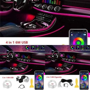 Novo novo carro LED LED Interior Lights Universal RGB Ambient Light Optic App App Music Control