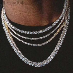 Mens Hiphop Iced Out Chains Jewelry Diamond One Row Tennis Chain Hip Hop Halsband 3mm 4mm Silver Rose Gold Crystal Neckor 3Z7O