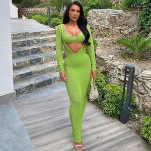 Holiday Outfits For Women Clothes Beach Cover Up Luxury 2024 Sexy Cutout Slim Skirt Set Solid Polyester Outwear Summer
