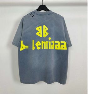 Sommarmodedesigners Kort ärm Menskvinnor Skjortor tvättade vintage bomullsskjorta med enkel bokstavstryck avslappnad casual parkläder