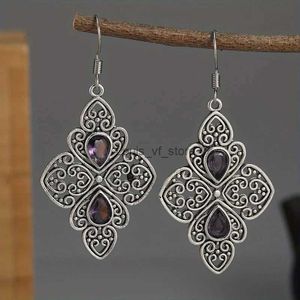 Dangle Chandelier Classical Boho Flower Women Charm Hollow Silver Corol Drop Earrings Party Jewelry Gifts H240423