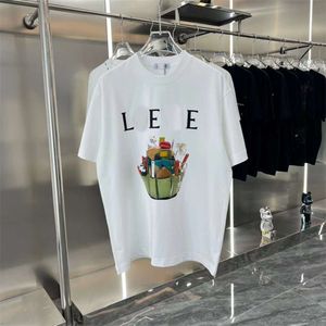 Designer Luxury Loes Classic High edition 24 summer new trend trend cartoon printed cotton short sleeved letter 100 casual men's and women's loose T-shirt