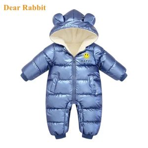 Coats 2022 Winter Baby Clothing Newborn Boy Girl Warm Rompers Hooded Jumpsuit Waterproof Snowsuit Plus Velvet Outerwear Coat Clothes