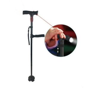 LED med larm Walking Collapsible Telescopic Folding Cane Elder Canetrusty Sticks Crutches For Mothers Fathers 240416