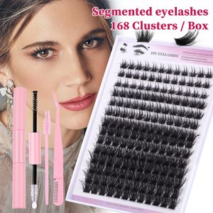 DIY 10-16mm Lash Extension Kit 168 Individual Cluster Eyelash Extension Kit Natural Look Mixed Length Eyelashes Glue Tweezers Tool