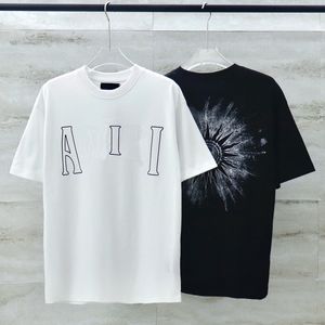 24SS ABD tarzı güneş mektubu baskı tişört tişört tişört bahar yaz gündelik moda kaykay erkek kadınlar tshirt 0423