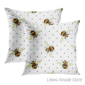 Kudde Bee Happy L Pillow Cases Flowers Natura Cushion Cover 2st 45x45cm Curl Paisley Ethnic Boho Throw Pillow Covers Decor