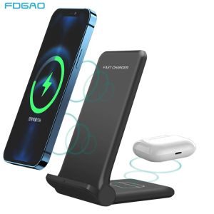 Ladegeräte 2 in 1 20W Wireless Ladegerät Dock für Samsung S22 S23 Schneller Ladestand Pad für iPhone 15 14 13 12 11 Pro XR X 8 AirPods 3 Pro