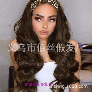 Wholesale Fashion Wigs hair for women Mixed Brown Headband Long Curled Hair Wig Womens Black Wine Red Scarf Large Wave Synthetic Fiber Cover