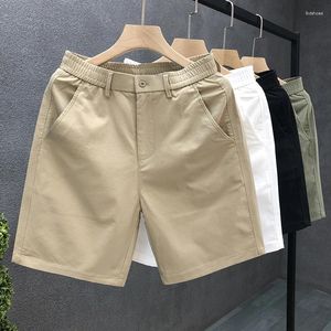 Shorts masculinos chino homens vestido verão verão casual algodão algodão cintura esticada front ll slim fit