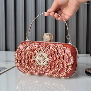 Abendtaschen Rot Strassbeutel Diamant Clutch Marken Handtaschen für Frauen Blumendesigner Luxus Telefon 2024 Geldbörse