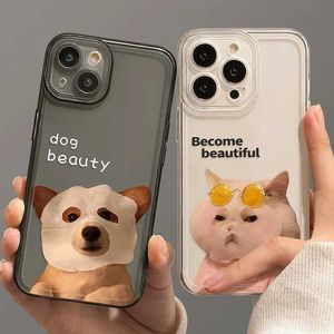 Handy -Stoßstangen so niedlich Haustierhundkatze transparent TPU Soft Phone Hülle für iPhone 13 12 Mini 11 14 Pro Max xr xsmax 7 8 plus SE 2020 Cover Y240423