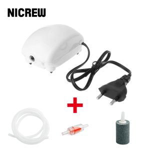 Acessórios Nicrew Aquarium Air Pump Fish Tank Mini Compressor Single Outlet com Acessórios Aquáticos da Válvula de Verificação 110V 220V 2.5W