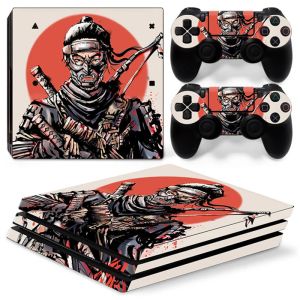 Aufkleber Ghost von Tsushima Game PS4 Pro Slim Skin Aufkleber Aufkleber -Aufkleber -Deckung für PS4 -Konsole und 2 Controller PS4 Pro Skin