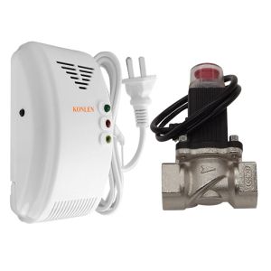 Controle Detector de gás de gás de GPL natural metano CH4 Sensor de alarme de vazamento Desligar válvula solenóide inteligente DN20 15 Controle automático Segurança de incêndio em casa