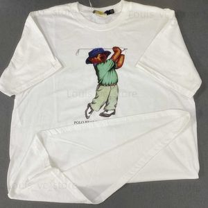 Męskie koszulki nowe Lotte Polo z krótkim rękawem Niedźwiedź golfowy T-shirt cienki t oddychający koszulka swoboda para T-shirt T240423