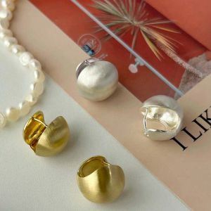 Earrings Fashion Metal Brushed Frosted Spherical Hoop Earrings for Women Retro Creative Gold Color Round Earrings Jewelry Party Brincos