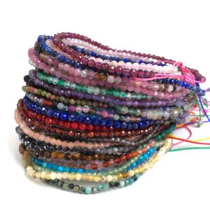 Strands Natural 23MM Faceted Stone Beads Adjustable hand woven Bracelets Crystal tourmaline agate For Women Men Charm Cute Jewelry Gift