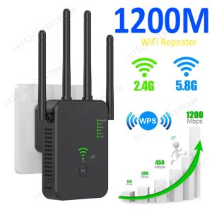 Routers U10 2.4G 5G Wireless WiFi Repeater 1200Mbps Wifi Amplifier Signal Booster Wifi Extender Network Router with 4 Antennas UK/US/EU