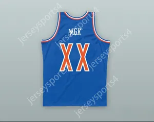 カスタム任意の名前番号メンズユース/キッズMGK XXオールドスクールブルーバスケットボールジャージートップステッチS-6XL