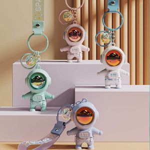 Promotional gift toys 3D PVC character car keychain keychain accessories cartoon cute car astronaut sunset LED keychain