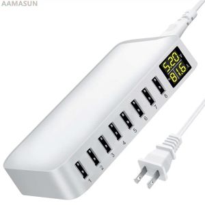 Hubs Multi 8 Port USB Fast Charger Desktop Телефон Carregador LCD -дисплей Haring Station Hub для iPhone 14 Samsung Xiaomi планшет