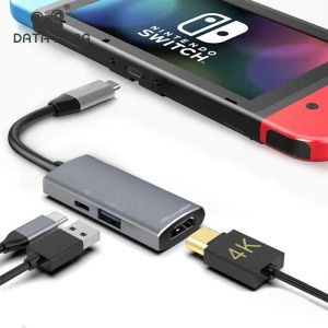 Hubs 3IN1 USB HUB COMPATIBLENINTENDO Переключатель Multiploort Adapter Typc до USB 3.0 HDMIC -совместимый док для Mac/Pro/Air