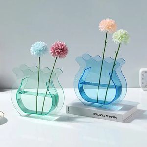 Tanque de peixe de vaso de flor de acrílico transparente Tanque de peixe moderno, arranjo de flores decorativo Vasos geométricos da sala Decoração de casa 240417