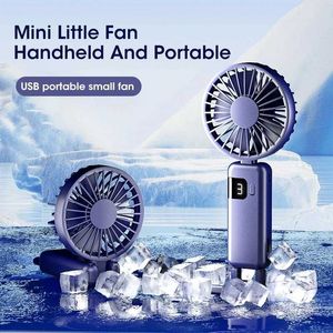 Andra apparater 2024 Electric Fan 5-växlad luftkyld manuell fläkt bärbar mini USB Mini Pocket Charging Handheld Fan med Hook J240423