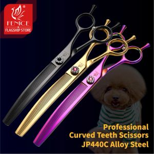 Schere Fenice Highend 7,25 Zoll professionelle Hundepflege Schere gebogene Dünnschere für Hunde Katzen Tier Haar Tijeras Tesoura