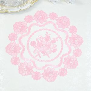 Tala de mesa Europa Round Mesh Rose Flower Bordado Capa Toel de mesa Decoração de Natal e acessórios