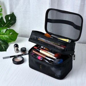 Aufbewahrungstaschen Frauen Mesh transparent Bag Travel Business Neceser Reißverschluss Make -up -Organisator Wash Toilettenkosmetikkoffer Make -up -Beutel