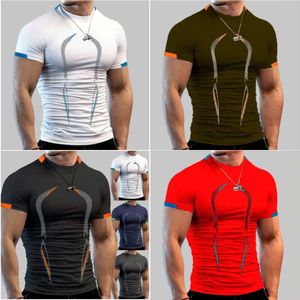 Fiess Treinamento de verão Roupa de seca rápida de tamanho respirável Roupas de secagem masculina Moda de mangas curtas masculinas de mangas curtas