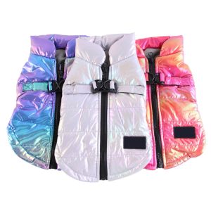 Kurtki Rainbow Gradient Vest Waterproof Down Down Jacke Dual Colour Reflective Winter Dog Ubrania do Chihuahua French Buldog Coat