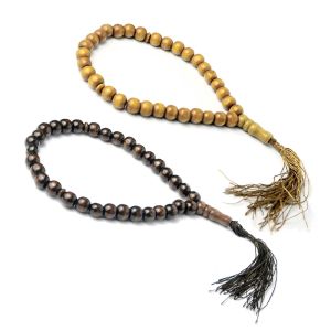 Abbigliamento 33 perle di preghiera rosario a mano musulmani autentici perle indonesiane bancone da 8 mm perle in legno gioielli religiosi per mestiere