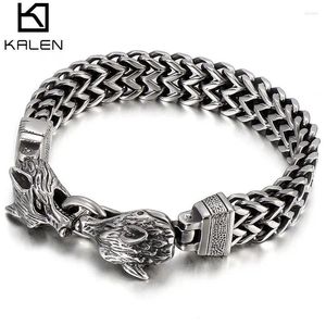 Charm Bracelets Men Pointed Ears Wolf Bracelet Punk Stainless Steel Chain Wristband Head Bangles Jewelry