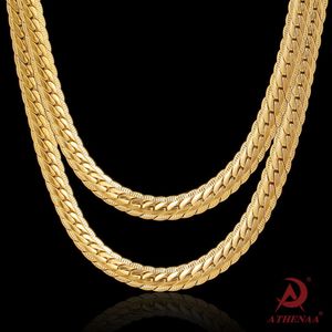 Hänge halsband hiphop guldkedja för män hiphop kedja halsband 18k gul guld trottoarkant lång kedja halsband män smycken colar collier collier