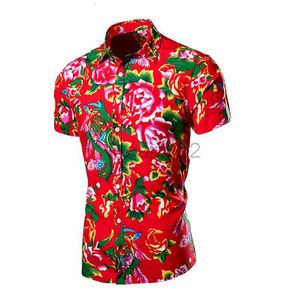 Camisetas masculinas 2024 Spring New Flower Shirt Casual Flor Shirt Northeast Big Flower Shirt Trendy Short Sleeved Shirt Man's Man Tees Polos Tops