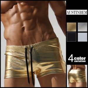 Menores de banho Men Men Metallic Gold Print Swimsuith Men's Natando Trunks Mens Briefas de natação Sungas de Praia Homens 23805271R