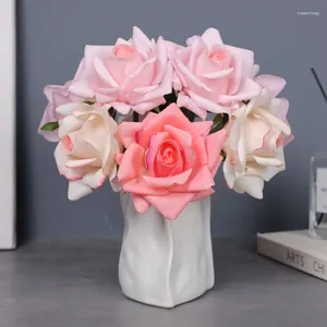 Fiori decorativi Vero touch Simulazione fiore artificiale Lattice Snow Mountain Rose Bouquet Wedding Pography Bouquets Desktop per la casa