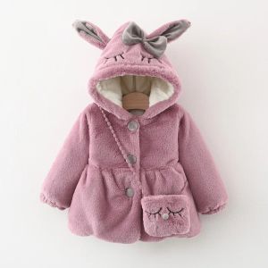 Coats Winter Baby Girls Sweet Coats Baby Cotton Jacket Kids Baby Infants Kids Children Thicken Cartoon Velvet Hooded Cardigan