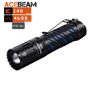 Ljus ACEBEAM E70 4600 LUMENS Ultracompakt uppladdningsbar EDC -ficklampa, för hushållssökning, utomhuscamping, vandring