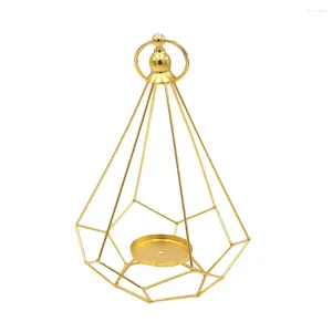 Candle Holders Geometric Diamond Shaped Alloy Framed Tea Light Holder Candlestick Glass Votive