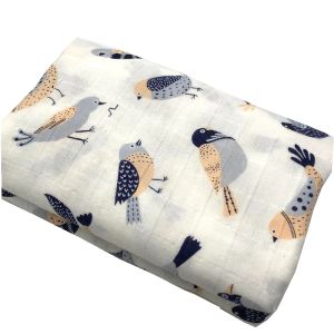 Sets 100% Bio -Baumwolle niedliche gedruckte Vogel- und Papageien -Musselin -Decke für Neugeborene Baby Swaddle Wrap Comfy Säugling Bettwäsche Decken