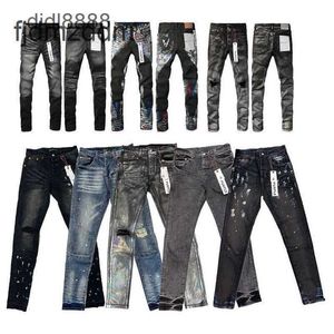 Für Frauen Mann lila trendige Jeans Taille Stretch hohe dehnbare Baggy Ripped Low-Rise-Männer Designer Denim geradlinige dünne Stapelhosen